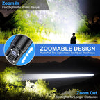 100,000 Lumen Rechargeable LED Flashlight | Waterproof, Impact-Resistant & Ideal for Hiking, Emergencies & Power Outages