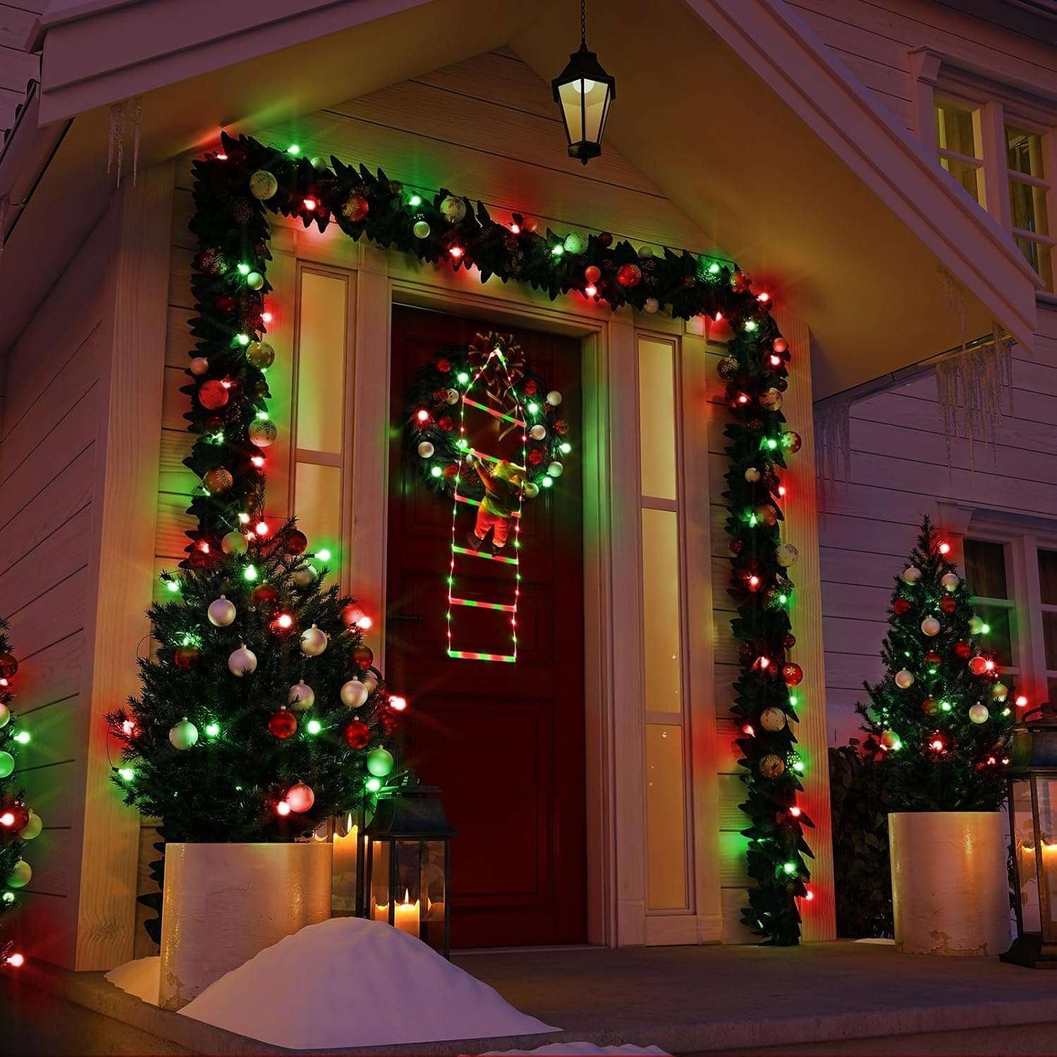Outdoor XMas Decorations - LED Christmas Light - 3Mts Christmas Decorative Ladder Lights with Santa Claus