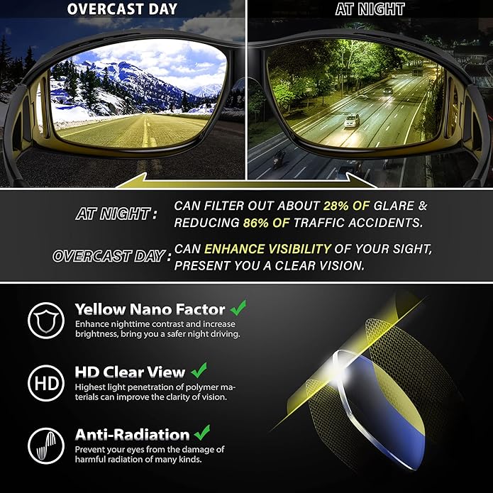 Polarised Night Vision Driving Glasses | Anti-Glare, Lightweight & Ideal for Low-Light Conditions