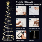 Christmas Tree Lights - Outdoor Xmas Decoration 218 LED Outdoor Lighted Tree with Star Topper & Stakes