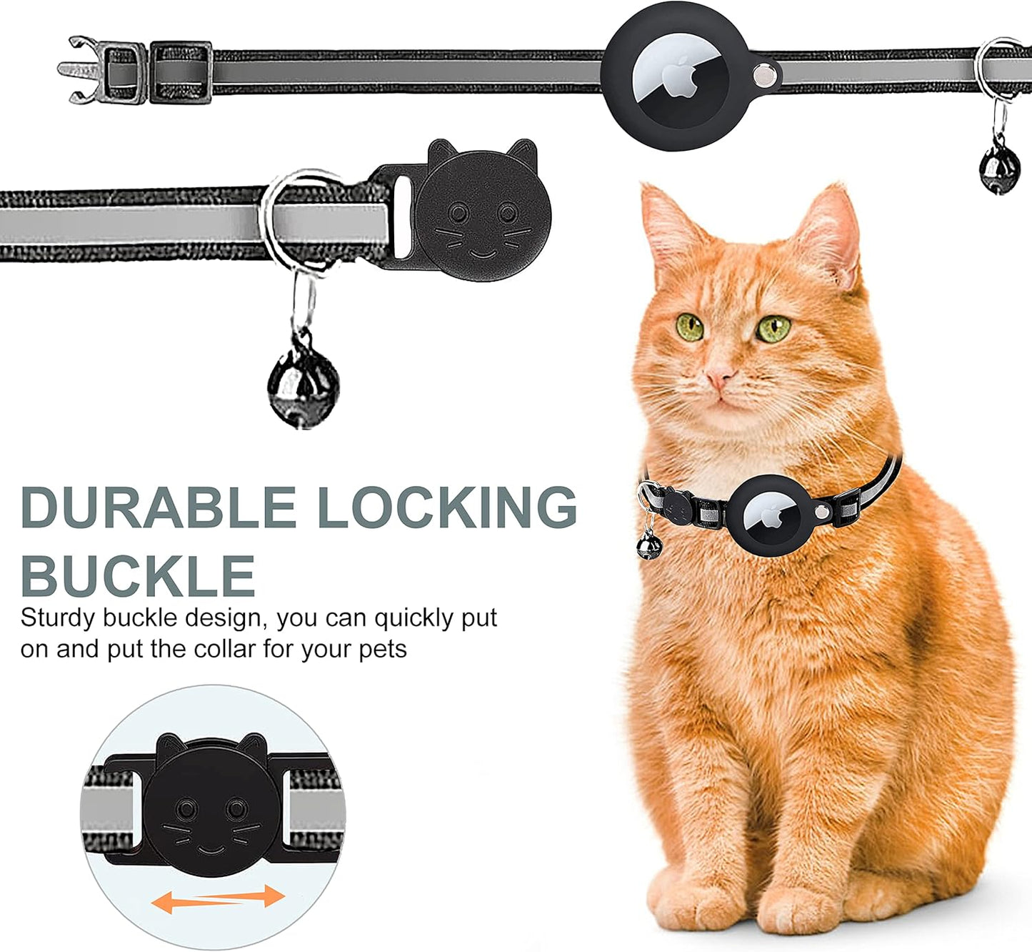 Cat GPS Tracker Collar | Quick Release Closure, Reflective Design & Durable for Outdoor Safety Adventures
