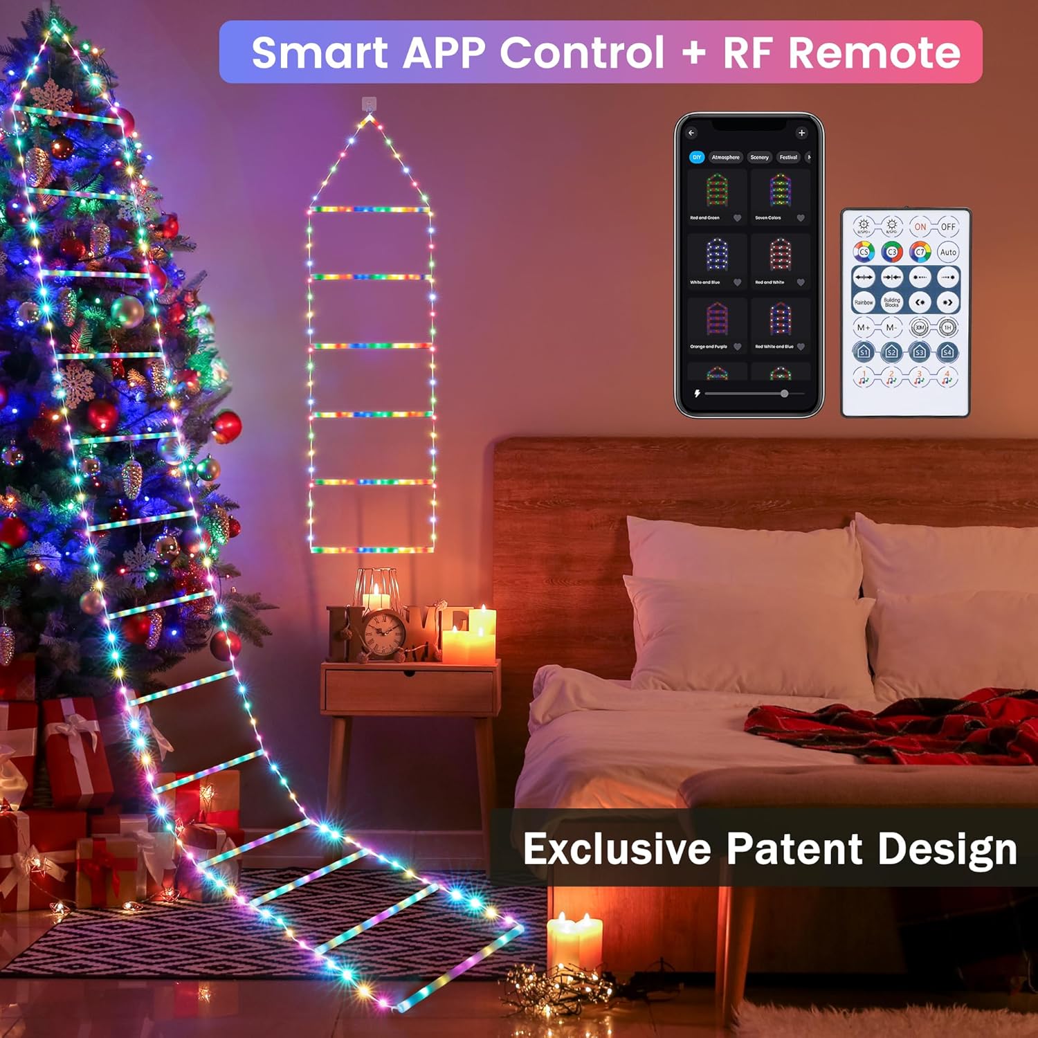 Outdoor XMas Decorations - LED Christmas Light - 3Mts Christmas Decorative Ladder Lights with Santa Claus