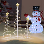 Christmas Tree Lights - Outdoor Xmas Decoration 218 LED Outdoor Lighted Tree with Star Topper & Stakes