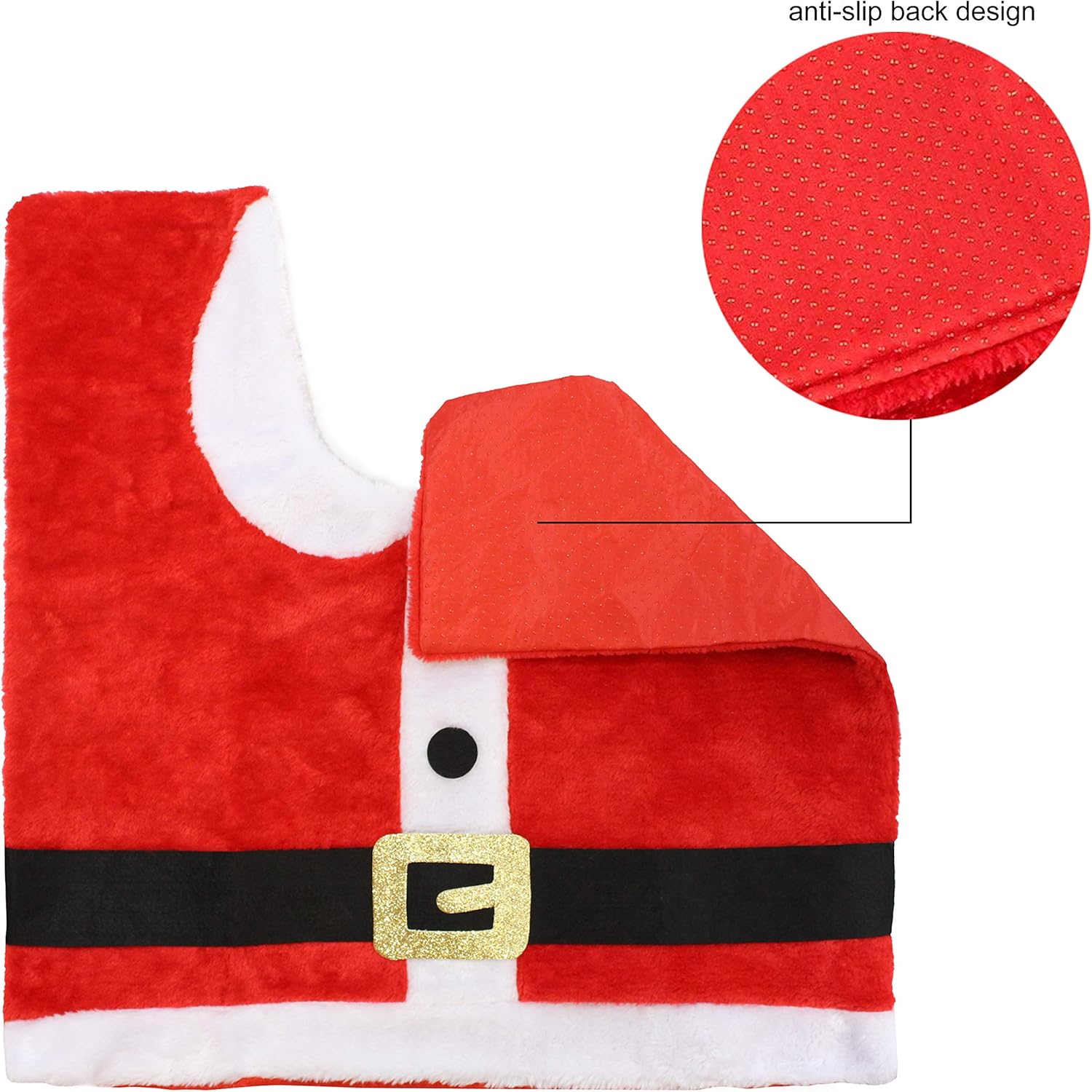 Xmas Indoor Decoration - Bathroom Decoration Set - Toilet Seat Cover, Rugs, Tank Cover, Toilet Paper Box Cover and Santa Towel.