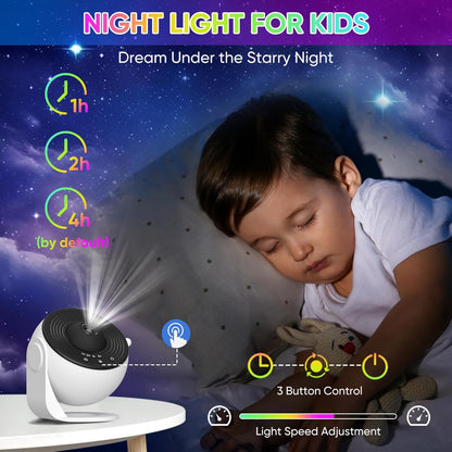 Galaxy Projector with 360° Rotation - Stunning Room-Wide Night Sky View