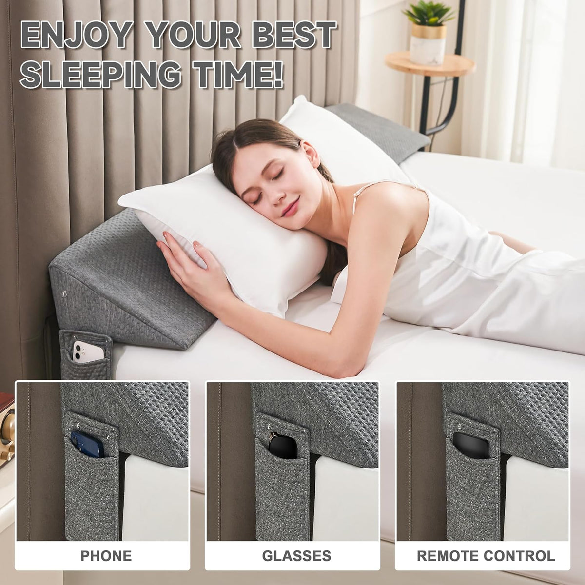 Gap Filler Wedge Pillow | Adjustable Height, Compact Design & Ideal for Twin, Queen, King Beds and Sofas
