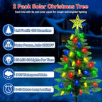 Solar Christmas Tree - Solar Powered Christmas Lights - 8 Modes Solar Xmas Tree Lights with 100 LED, Waterproof