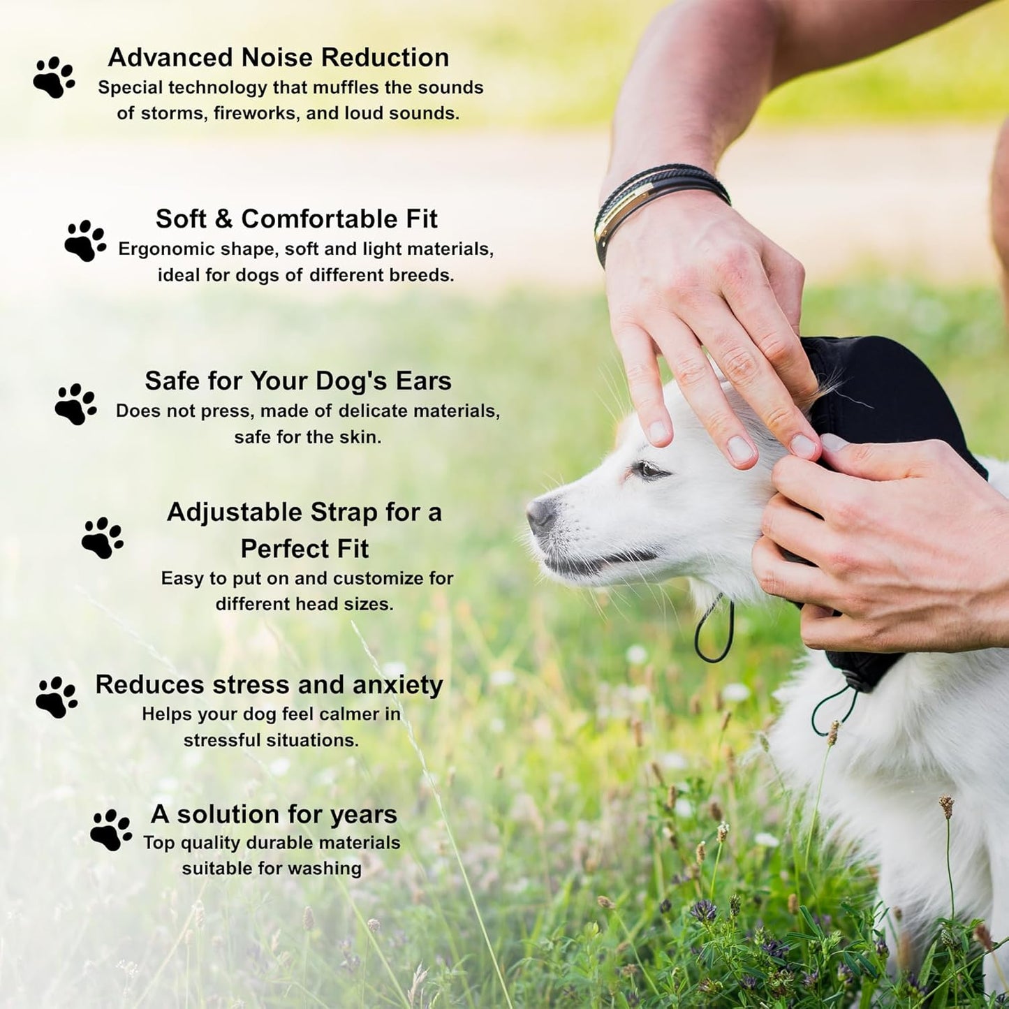 Noise-Suppressing Dog Ear Protectors | Comfortable, Breathable Polyester for Fireworks & Thunderstorm Anxiety Relief