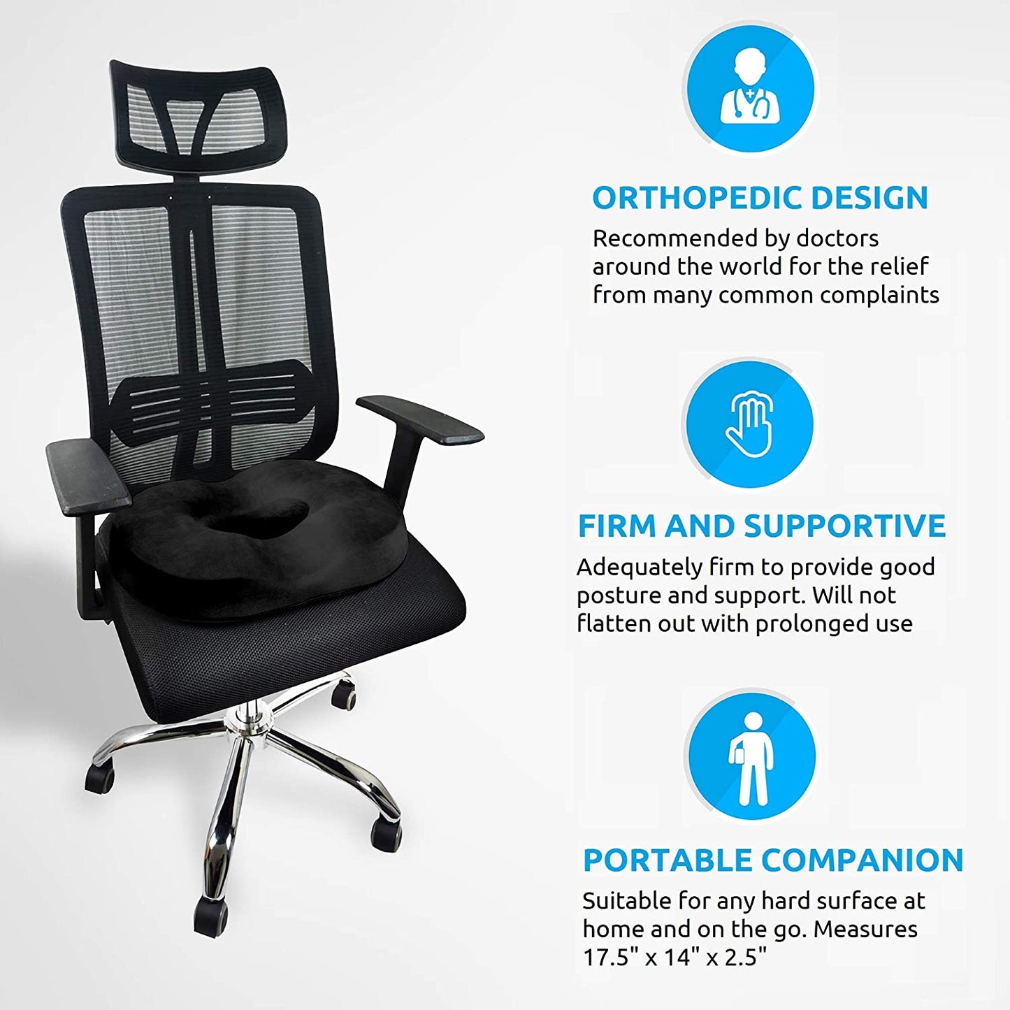 Donut Pillow for Tailbone Pain Relief | Orthopedic Cushion for Hemorrhoids | Comfortable, Ergonomic Design for Hemorrhoids & Sitting Discomfort