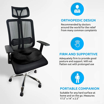 Donut Pillow for Tailbone Pain Relief | Orthopedic Cushion for Hemorrhoids | Comfortable, Ergonomic Design for Hemorrhoids & Sitting Discomfort