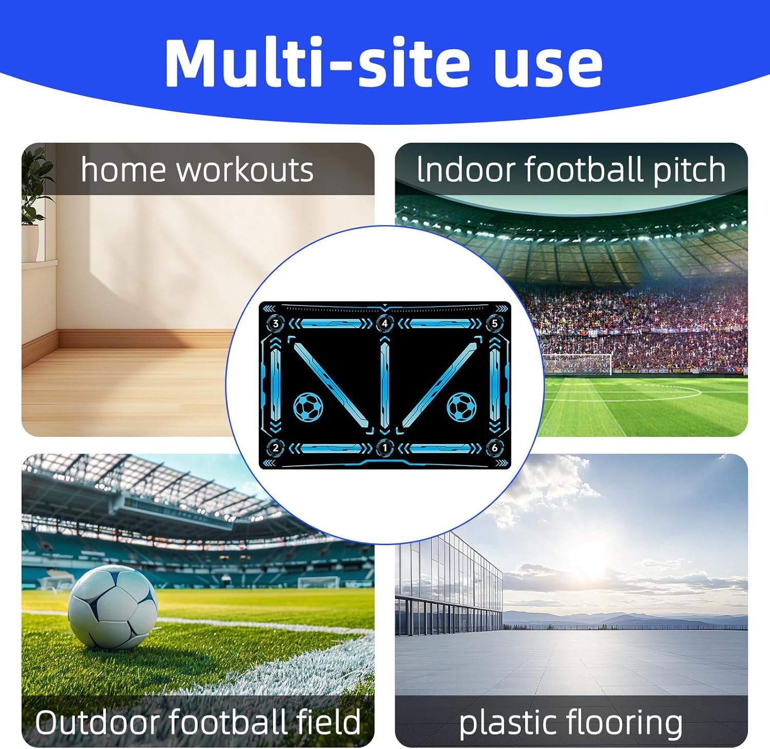 Football Pro Training Mat | Anti-Slip, 2x2m Size & Video Program for Skill Enhancement and Home Training