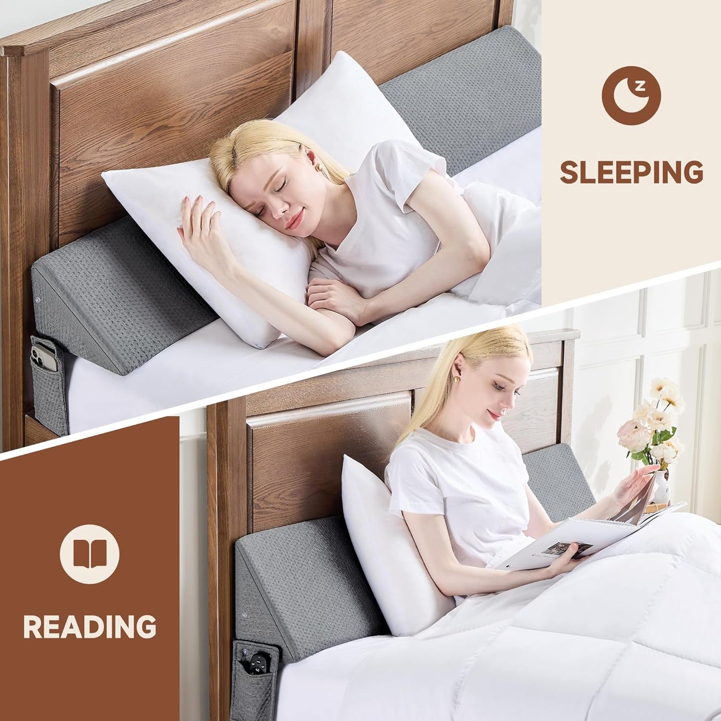 Gap Filler Wedge Pillow | Adjustable Height, Compact Design & Ideal for Twin, Queen, King Beds and Sofas