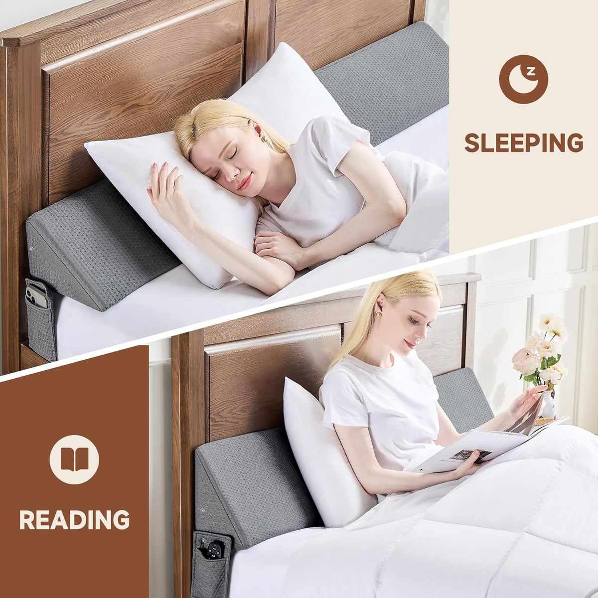 Gap Filler Wedge Pillow | Adjustable Height, Compact Design & Ideal for Twin, Queen, King Beds and Sofas