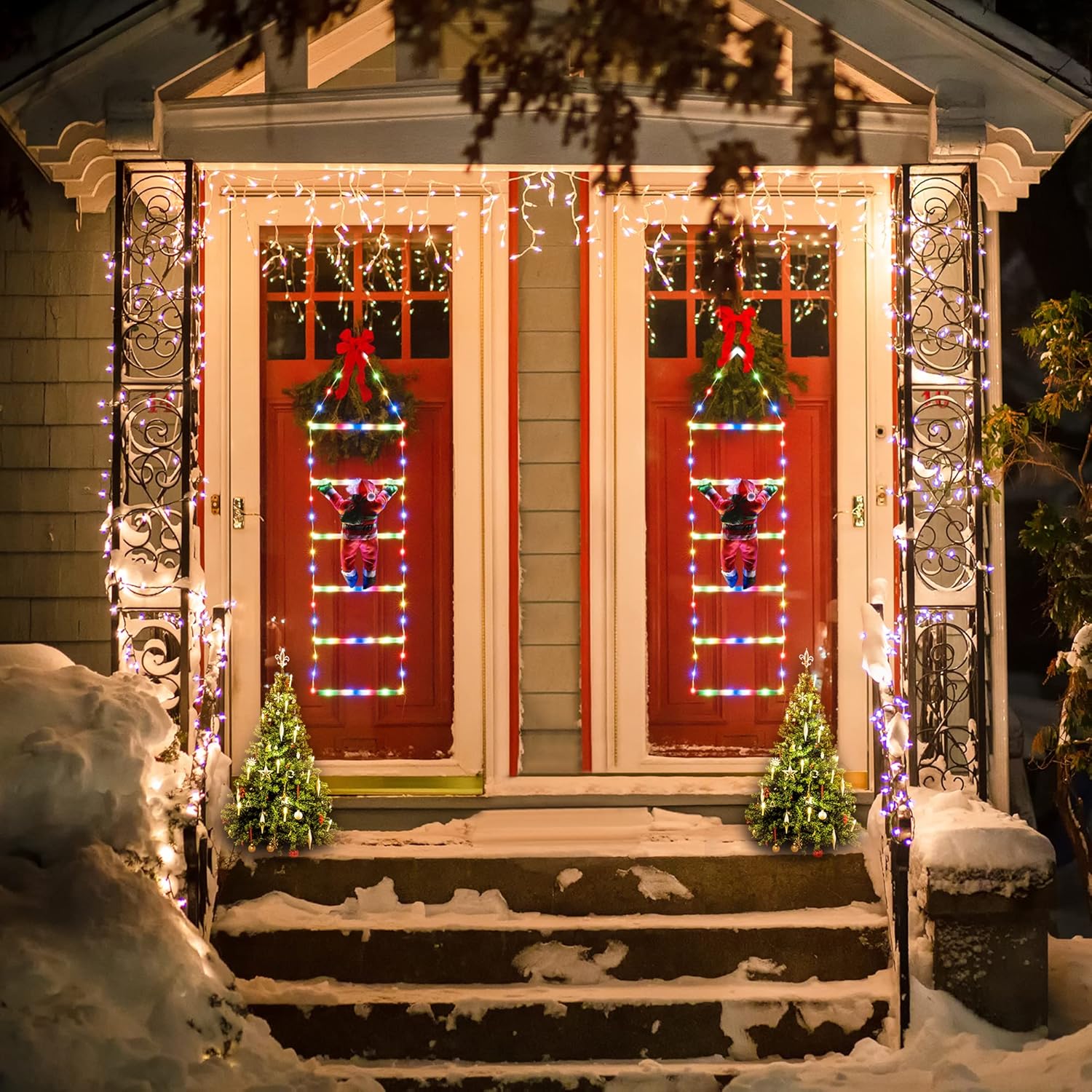 Outdoor XMas Decorations - LED Christmas Light - 3Mts Christmas Decorative Ladder Lights with Santa Claus
