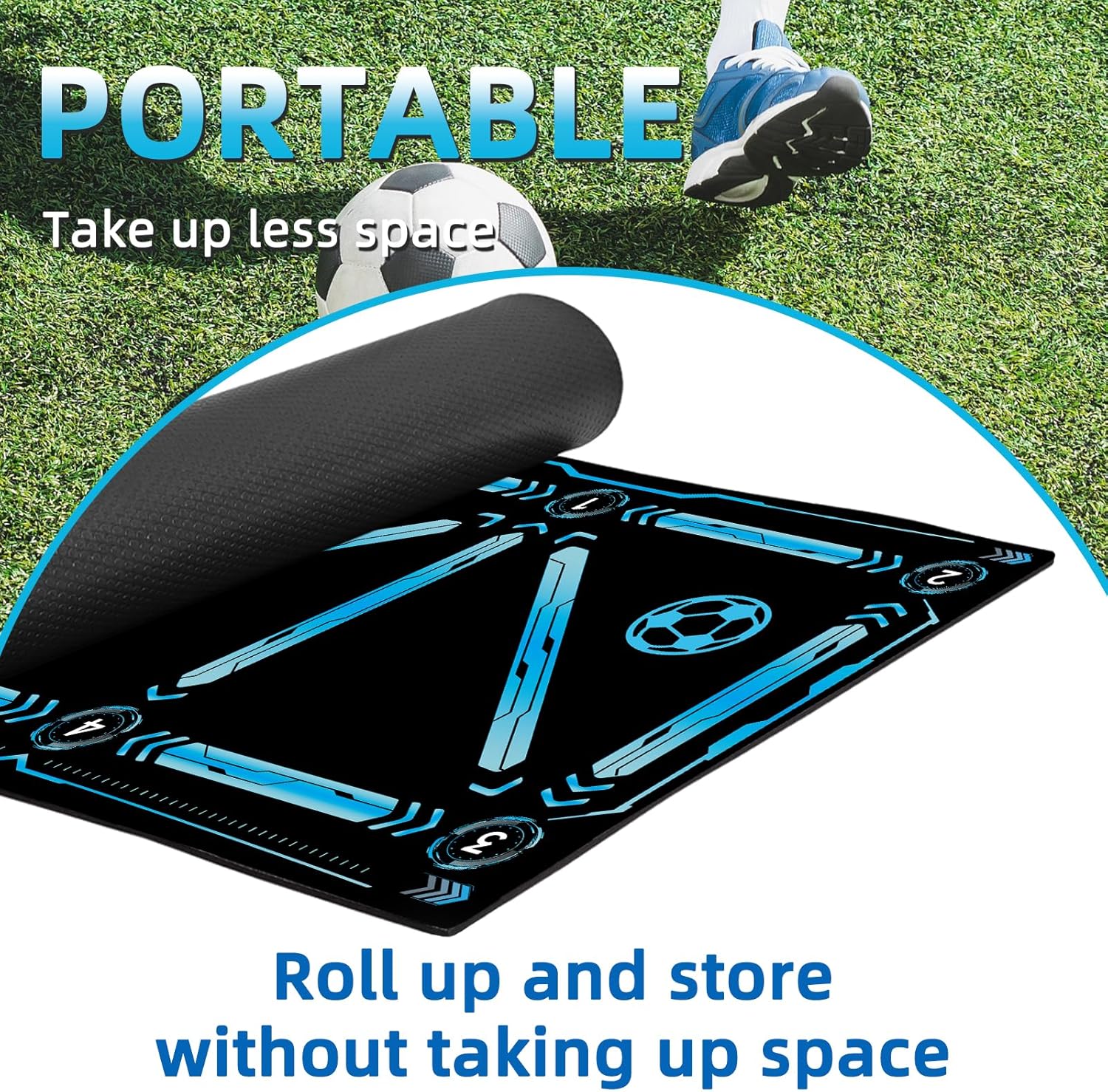Football Pro Training Mat | Anti-Slip, 2x2m Size & Video Program for Skill Enhancement and Home Training