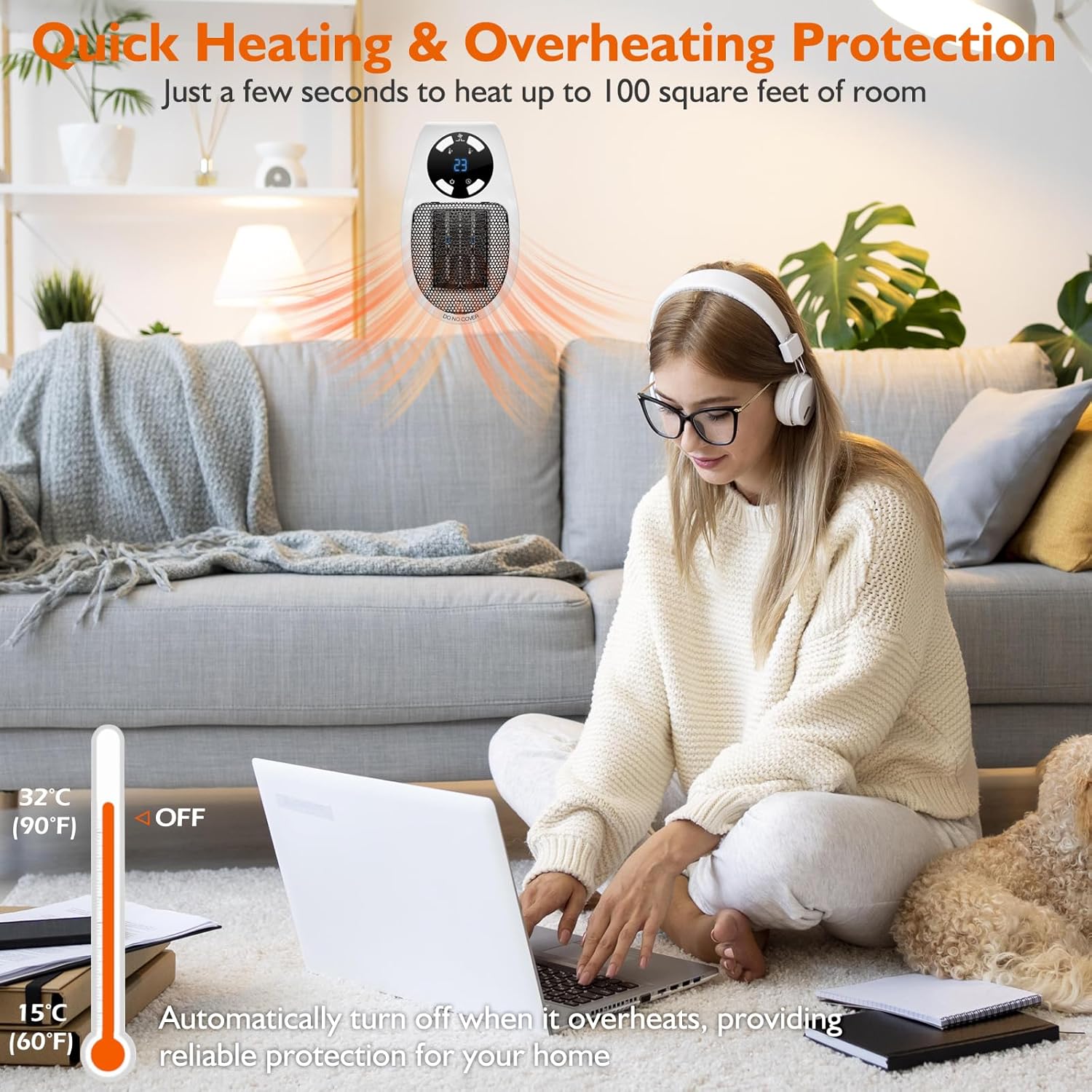 Electric Wall Mounted Heater, Plugin in Efficient electric mini heater