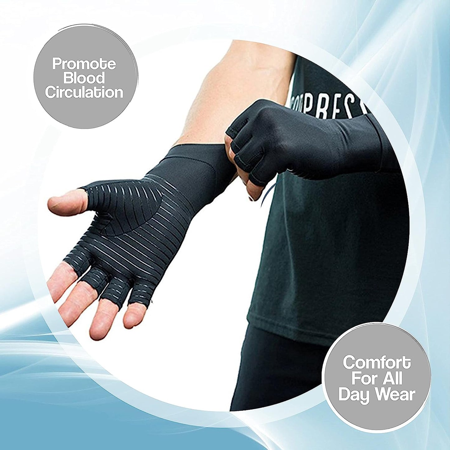 Copper Infused Arthritis Gloves for Finger Pain Relief | Open-Finger, Compression & Non-Slip Design for Pain Relief and Daily Activities