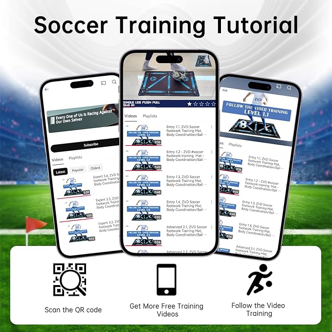 Football Pro Training Mat | Anti-Slip, 2x2m Size & Video Program for Skill Enhancement and Home Training