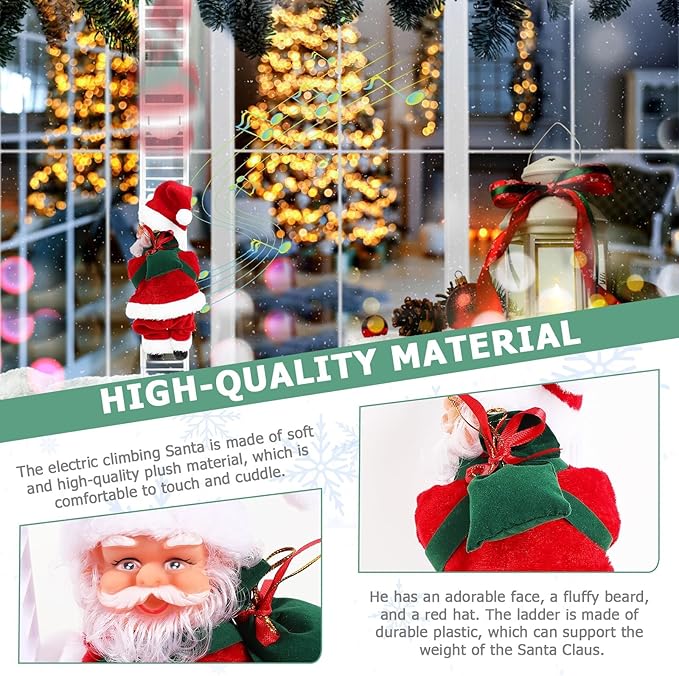Climbing Santa Claus On Ladder - Christmas Tree Decorations - Climbing Santa Music, Electric Climbs Up and Down