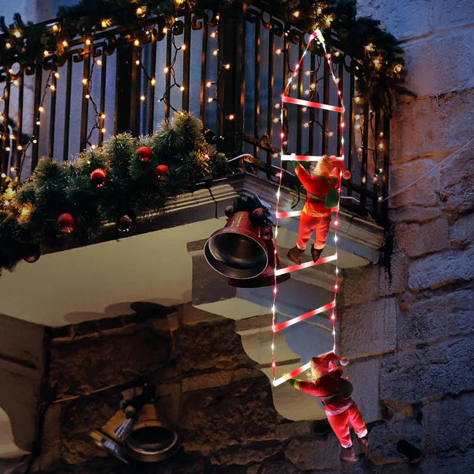 Outdoor XMas Decorations - LED Christmas Light - 3Mts Christmas Decorative Ladder Lights with Santa Claus