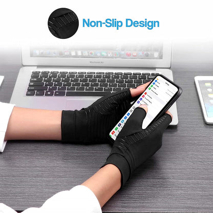 Copper Infused Arthritis Gloves for Finger Pain Relief | Open-Finger, Compression & Non-Slip Design for Pain Relief and Daily Activities