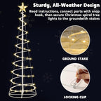 Christmas Tree Lights - Outdoor Xmas Decoration 218 LED Outdoor Lighted Tree with Star Topper & Stakes