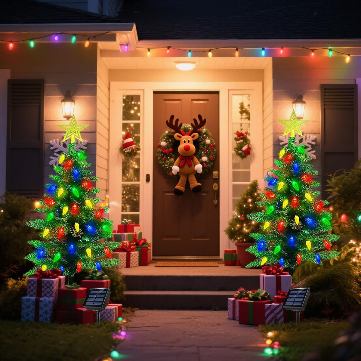 Solar Christmas Tree - Solar Powered Christmas Lights - 8 Modes Solar Xmas Tree Lights with 100 LED, Waterproof
