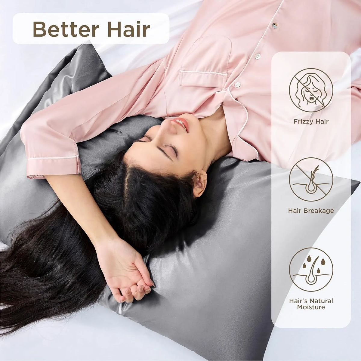 Silk Pillowcase – 100% Real Mulberry Silk for Hair & Skin – Cooling, Frizz-Free & Anti-Wrinkle Pillowcase UK
