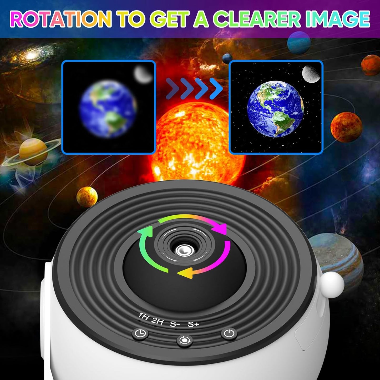 Galaxy Projector with 360° Rotation - Stunning Room-Wide Night Sky View
