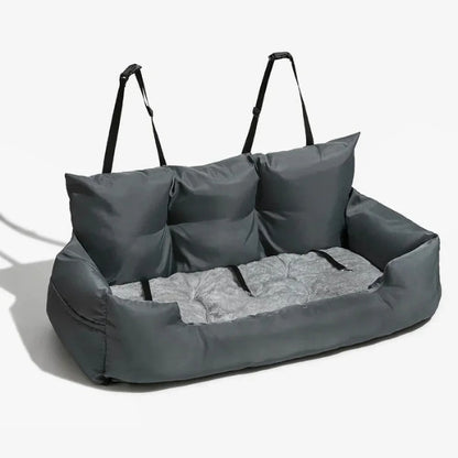 Travel Dog Car Bed with Safety Bolster | Large and Medium Sizes | Comfortable Travel Solution for Dogs