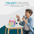 Mini Karaoke Machine for Kids | Portable Bluetooth Speaker with 2 Microphones, Voice Changer & LED Lights for Family Fun