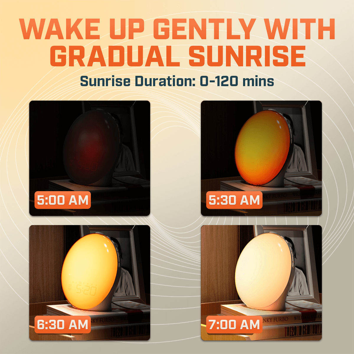 Wake-Up Sun Lamp Alarm Clock | Gradual Sunrise Glow & Customizable Sounds for Gentle Mornings
