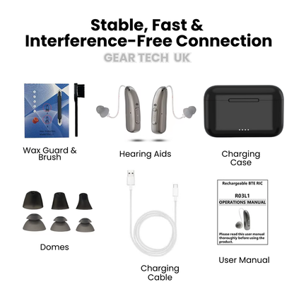 BTE Digital Hearing Aids – Rechargeable Behind the Ear Hearing Amplifiers with Noise Cancelling & Volume Control