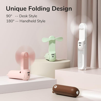3 In 1 Handheld Mini Fan | USB Rechargeable, Foldable Design & Ideal for Travel, Camping, and Outdoor Activities