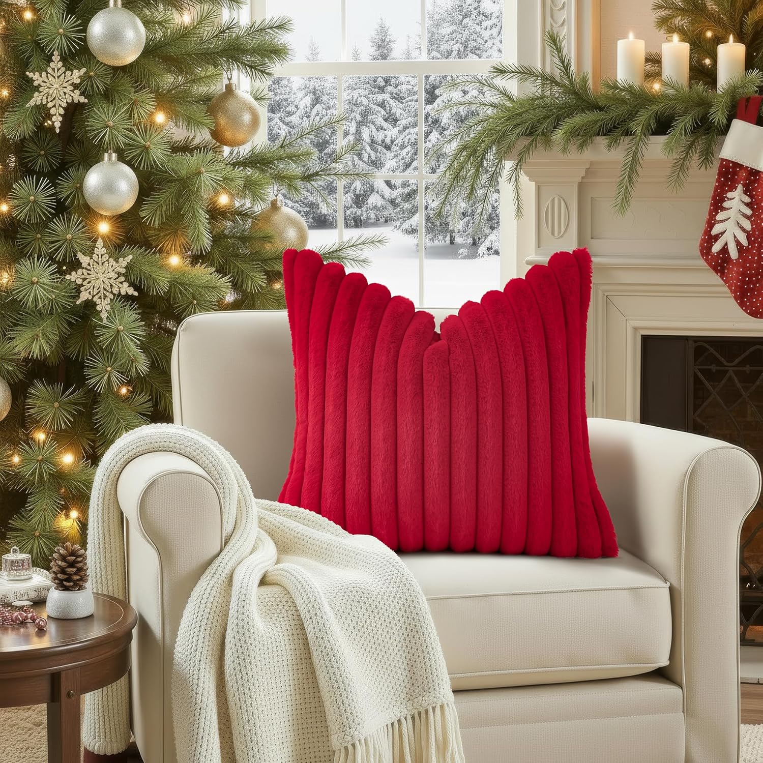 Christmas Pillow Covers - Christmas Throw Pillows - Indoor Xmas Decoration 18x18 Pack x2