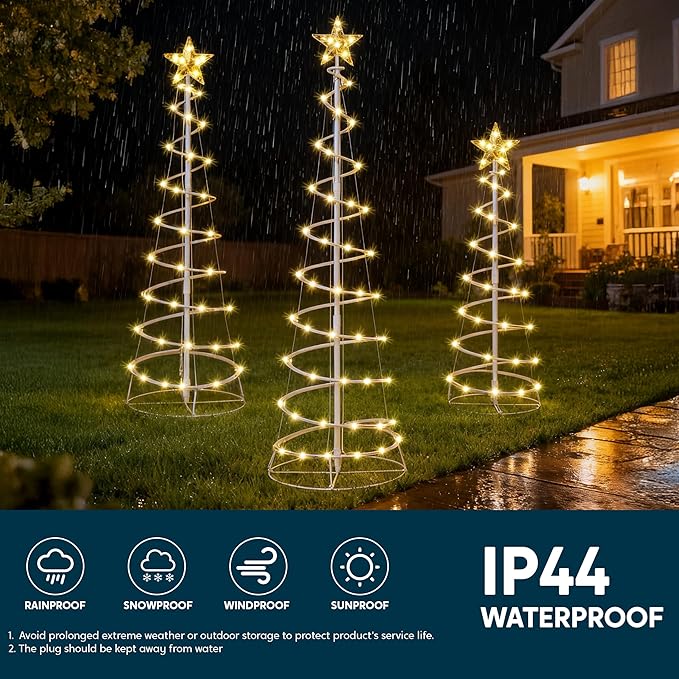 Christmas Tree Lights - Outdoor Xmas Decoration 218 LED Outdoor Lighted Tree with Star Topper & Stakes