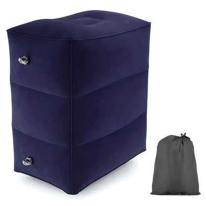 Inflatable Travel Footrest | Ergonomic, Adjustable Height & Compact for Planes, Trains, Buses & Office Use