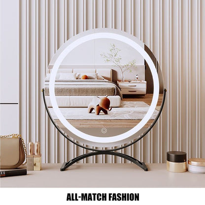 Dimmable LED Makeup Mirror | 360° Rotation. Touch Control & 3 Light Modes for Perfect Makeup Application
