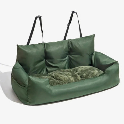 Travel Dog Car Bed with Safety Bolster | Large and Medium Sizes | Comfortable Travel Solution for Dogs