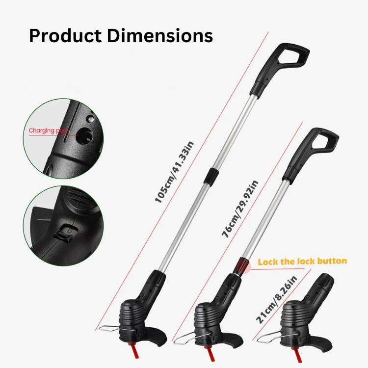 Cordless Grass Trimmer with High-Power Battery - Lightweight Lawn Edger for Easy Yard Maintenance