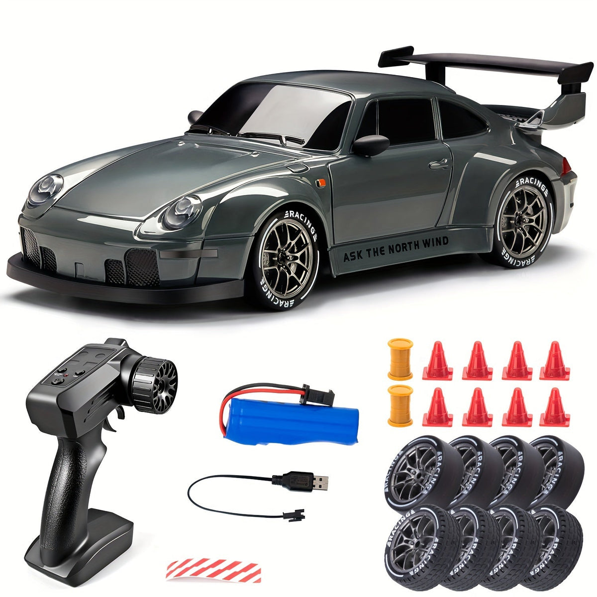1:24 RC Drift Car | 4WD, LED Wheels & USB Rechargeable for Indoor and Outdoor Racing Fun