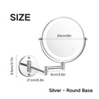Rechargeable Wall Mounted Shaving Mirror | 360° Rotation. 1X/10X Magnification & Adjustable LED Lighting for Bathroom Use