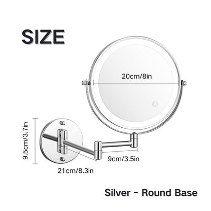 Rechargeable Wall Mounted Shaving Mirror | 360° Rotation. 1X/10X Magnification & Adjustable LED Lighting for Bathroom Use