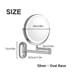 Rechargeable Wall Mounted Shaving Mirror | 360° Rotation. 1X/10X Magnification & Adjustable LED Lighting for Bathroom Use