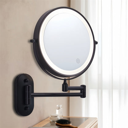 Rechargeable Wall Mounted Shaving Mirror | 360° Rotation. 1X/10X Magnification & Adjustable LED Lighting for Bathroom Use
