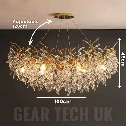 French Style Crystal Chandelier with Branch Design for Living Room & Dining Room Lighting