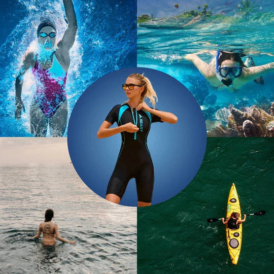 Women’s Neoprene Shorty Wetsuit – Thermal Swim Suit for Cold Water, UV & Surf Kayak Protection