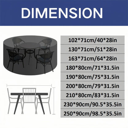 Round Waterproof Garden Furniture Cover | Heavy-Duty, UV-Resistant & Adjustable for Outdoor Tables and Chairs