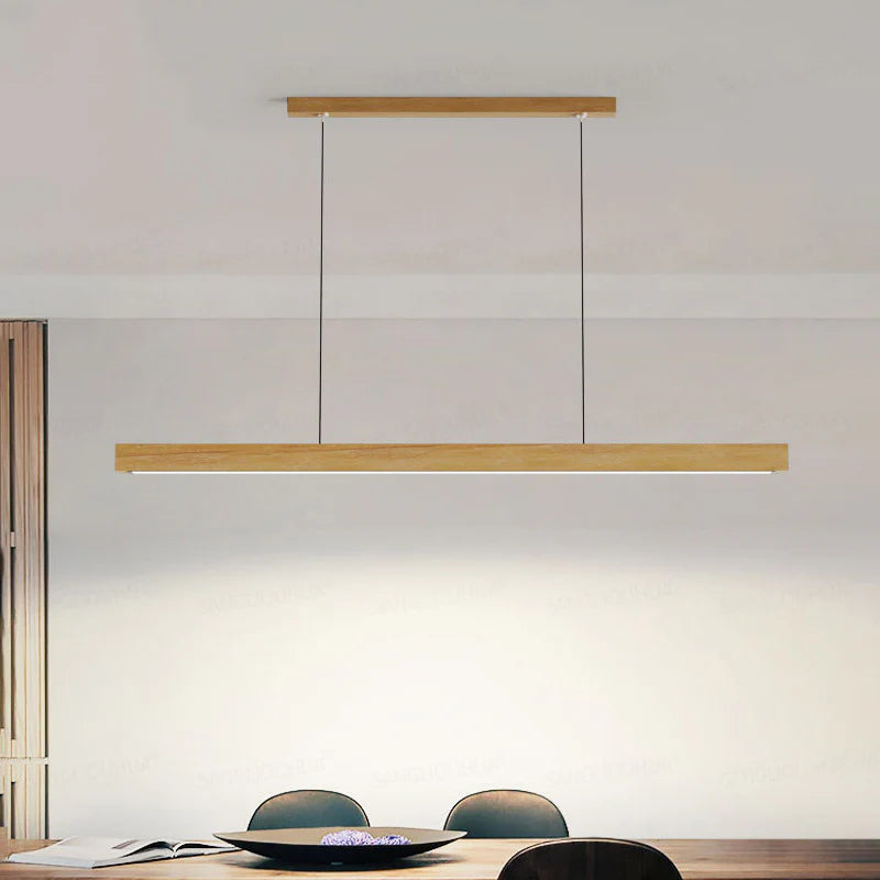 LED Wooden Pendant Light | Contemporary kitchen Lighting Adjustable Height, Integrated LED & Ideal for Low or High Ceilings