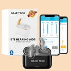 Rechargeable Bluetooth Hearing Aids | Noise Cancelling BTE Hearing Aid for Seniors & Elderly – Comfortable & Discreet